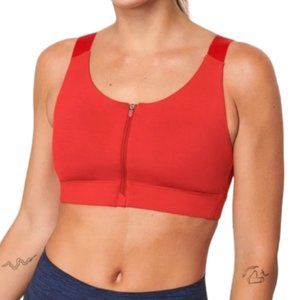 Outdoor Voices Powerhouse Sports Bra Womens Large Red Front Zip Padded Wireless